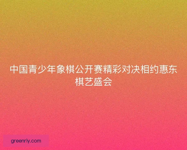 中国青少年象棋公开赛精彩对决相约惠东棋艺盛会
