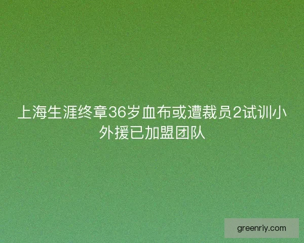 上海生涯终章36岁血布或遭裁员2试训小外援已加盟团队